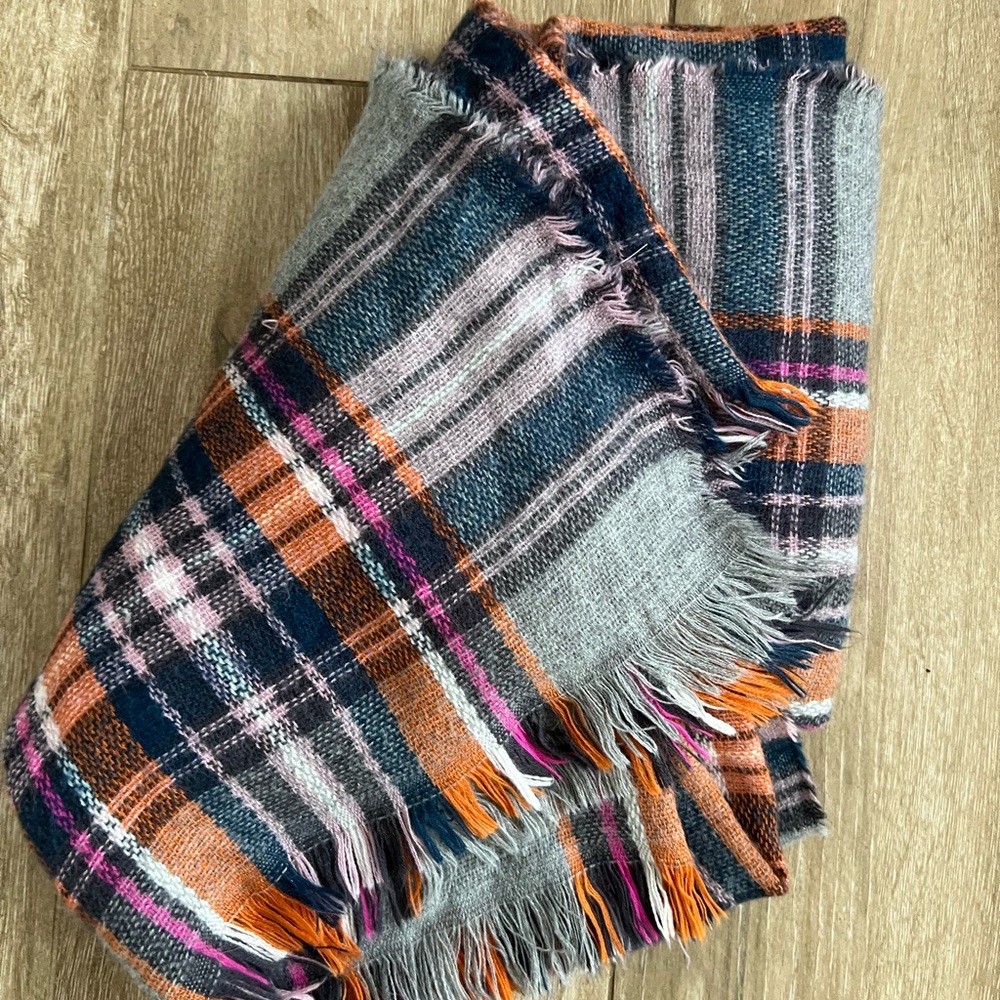 One Plaid Fringe Scarf multi color